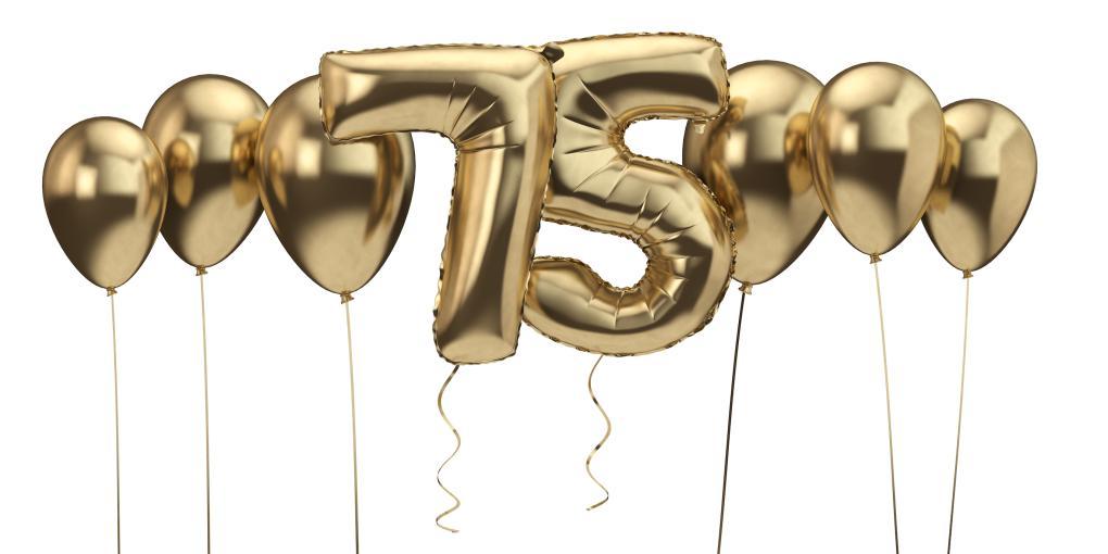 75 gold balloon image