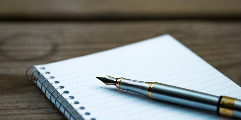 Fountain Pen on a wire-ring notebook