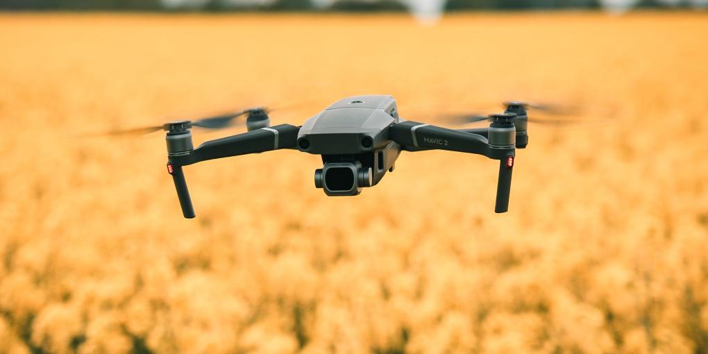 Drone over yellow field
