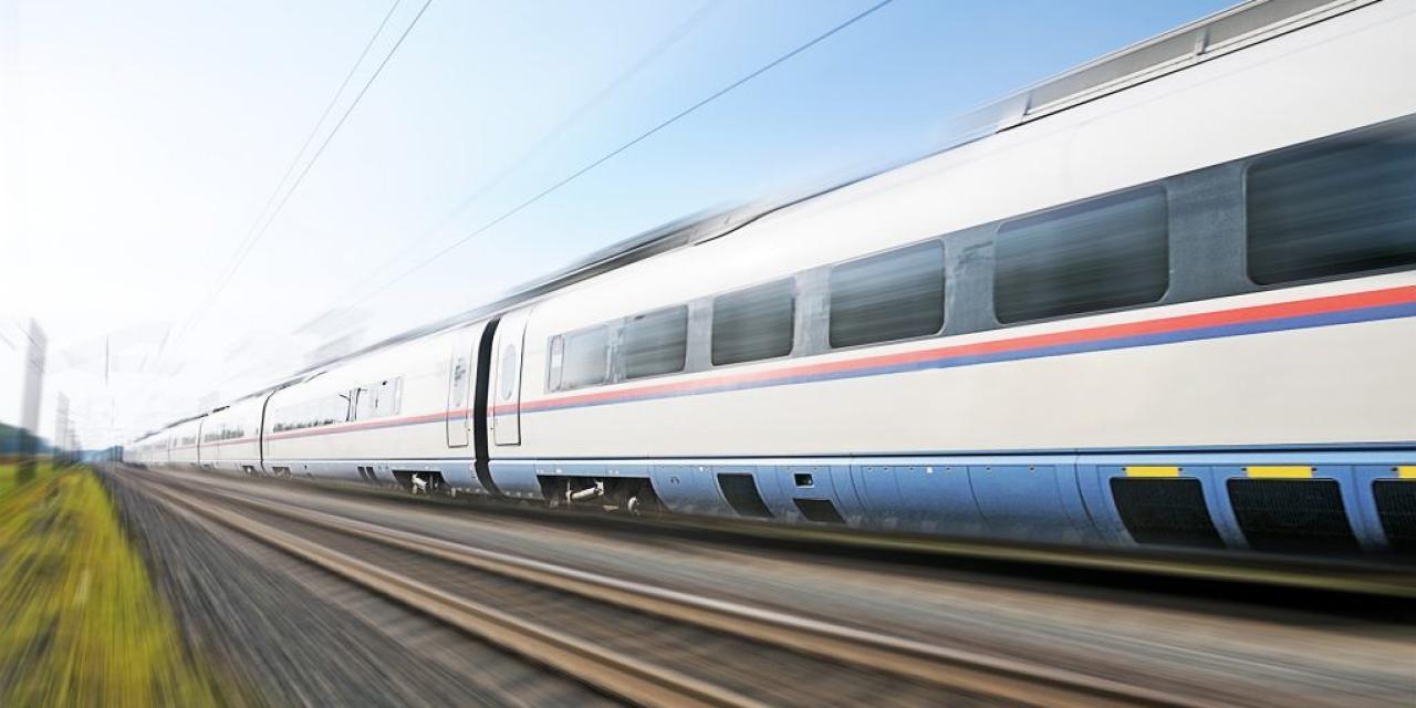 Train traveling at high speed